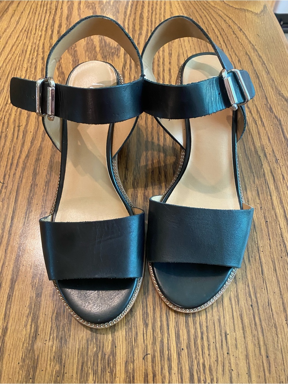 Franco Sarto Black Leather Ankle-Strap Sandals